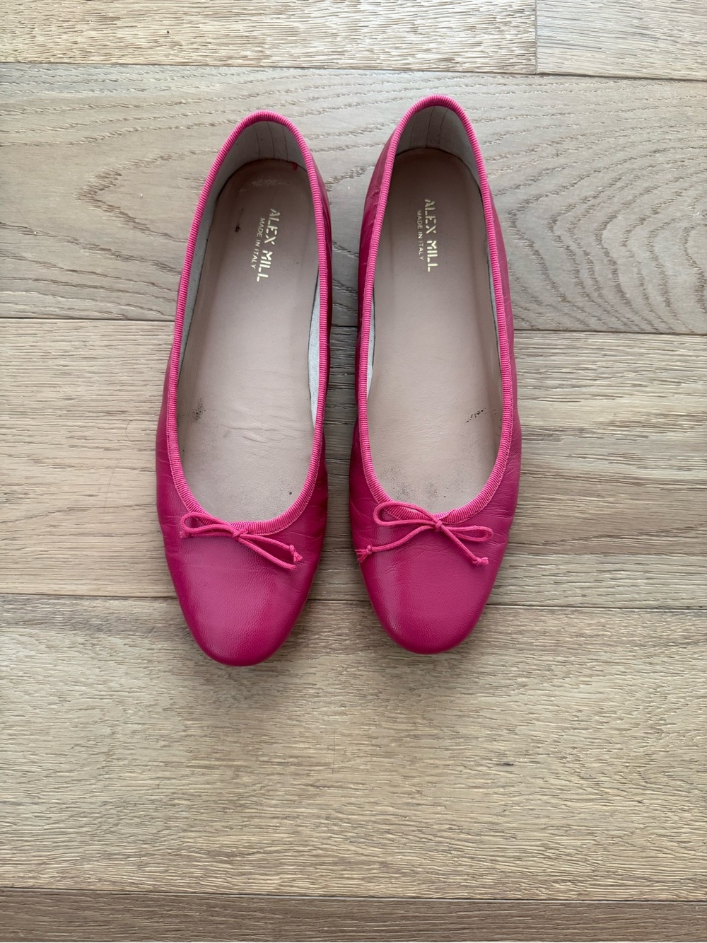 Alex Mill Prince Street Ballet Flat in Leather- hibiscus color